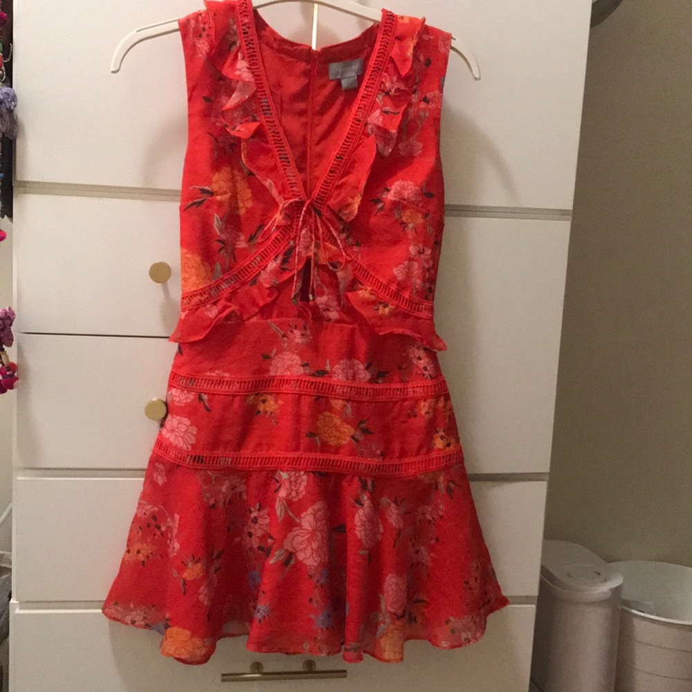 Finders Keepers FLICKER CORAL RED FLORAL DRESS